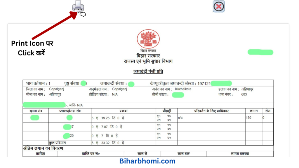 jamabandi panji copy print